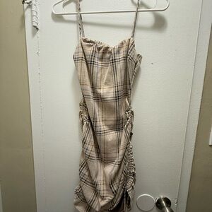 Windsor Beige and Black Plaid Mini Dress